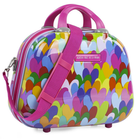 Neceser Agatha Ruiz de la Prada de Viaje Rígido Policarbonato con Asa Bandolera y Trolley – Corazones