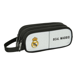 Real Madrid Portatodo Triple 1ª Equipación 24/25 - Estuche 3 Cremalleras Blanco Safta