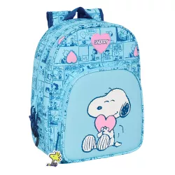 Mochila Escolar Infantil Snoopy Love - Ideal Niños - Cómoda y Resistente - 26x11x34 cm - Safta