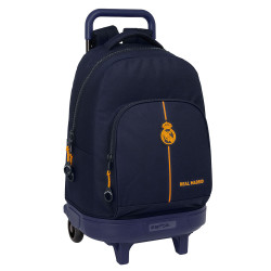 Mochila Grande con Ruedas Real Madrid 24/25 - Compacta, Versátil y Resistente - Azul Marino