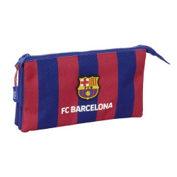 Portatodo Triple F.C. Barcelona, Estuche Infantil, 22x3x12 cm, Azul Marino/Granate - SAFTA