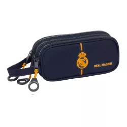Real Madrid Portatodo Triple 2ª Equipación 24/25 Azul Marino - Estuche 3 Cremalleras Safta