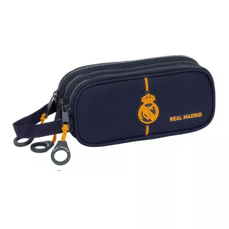 Real Madrid Portatodo Triple 2ª Equipación 24/25 Azul Marino - Estuche 3 Cremalleras Safta