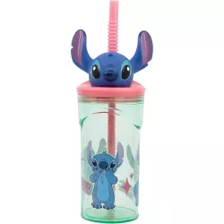 Vaso Infantil 3D Stitch 360 ml Reutilizable con Pajita y Tapa Niños 3+ Marca Stor