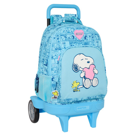 Mochila con Ruedas Snoopy Love - Espaciosa y Versátil para Niños - 33x22x45 cm - Marca Safta