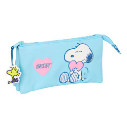 Estuche Portatodo Triple SNOOPY LOVE - Infantil, Niño, Ideal para Niños en Edad Escolar - Safta