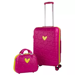 Set Maleta Mediana + Neceser Rosa Fucsia Ruedas 360° TSA