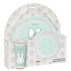 Set de Platos y Cubiertos Miffy Menta para Bebé - Alta Calidad y Diseño Encantador