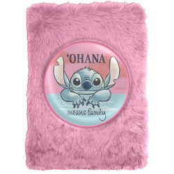 Cuaderno Peluche Ohana Stitch Disney – Libreta Rosa Diseño Tropical – Hojas Rayadas