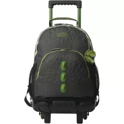 Mochila Escolar Ruedas TOTTO Dinoland 23L Verde Bolsillos