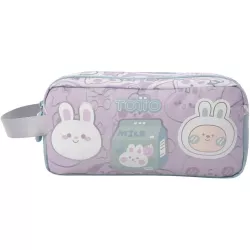 Estuche Escolar Grande Rosa TOTTO Kawi 2 Compartimentos