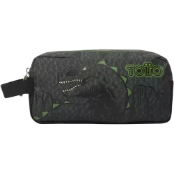 Estuche Escolar Grande Dinoland Verde 2 Compartimentos TOTTO