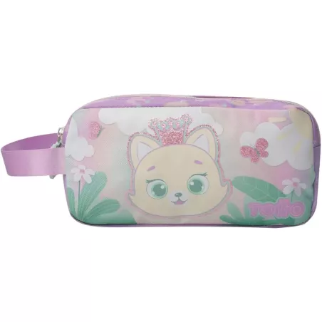 Estuche Escolar Grande Rosa Queen Cat TOTTO 23x12x9 cm