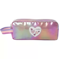 Estuche Escolar Grande Rosa Glowy TOTTO 2 Compartimentos