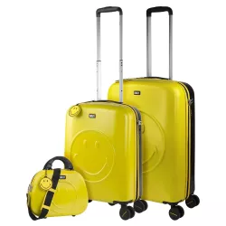 Juego de Maletas SMILEY Originals Amarillo - Rígidas 4 Ruedas 360 - Candado TSA - 2 Años Garantía