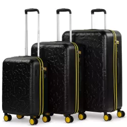 Maletas Rígidas Lois Zion 3pcs ABS USB TSA Negro Amarillo