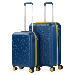 Juego 2 Maletas Azul Lois - Colección Zion: Cabina + Mediana - ABS Troquelado - 4 Ruedas - TSA