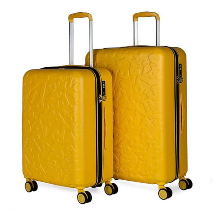 Juego de 2 Maletas Amarillo Lois - Colección Zion: Mediana + XL - ABS Troquelado - 4 Ruedas - TSA