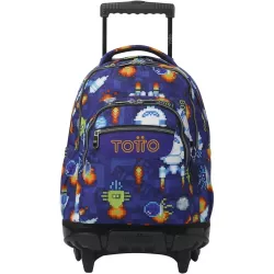 Mochila Ruedas TOTTO Space Blue 26L Porta PC 14" Resistente