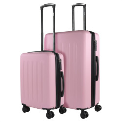 Juego de 2 Maletas Rosa Pastel Lisboa: Cabina + XL - ABS Ultraligeras - 4 Ruedas 360º - Candado TSA