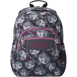 Mochila TOTTO Escolar 20L Kitten Rose Portátil 14" Eco