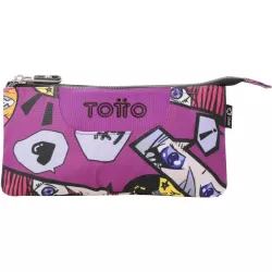 Estuche TOTTO 3 Compartimentos Kitsune Resistente 22x11x3.5cm
