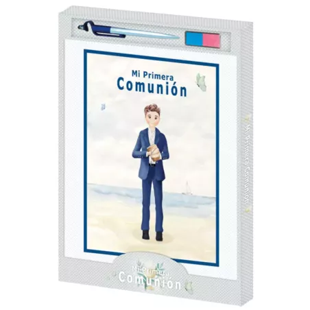 Libro Comunión Niño Fondo Marino Set Tampón Bolígrafo